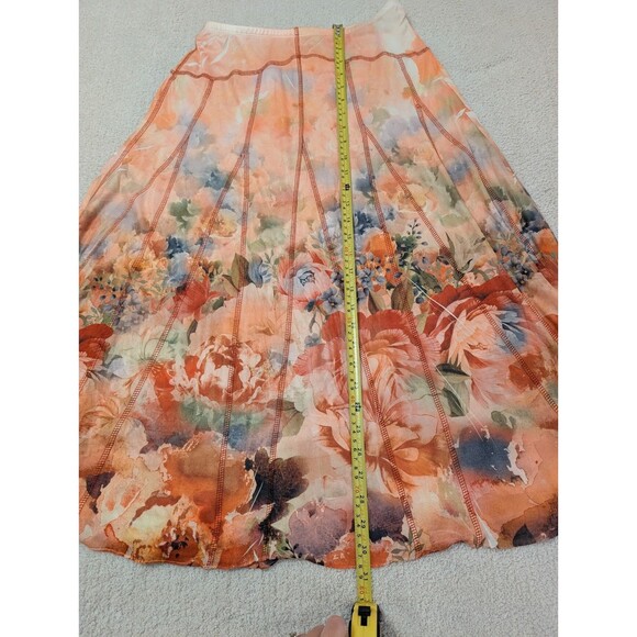 One World Maxi Women's Boho Orange Watercolor Multicolor Lined Skirt Size S - Picture 4 of 9
